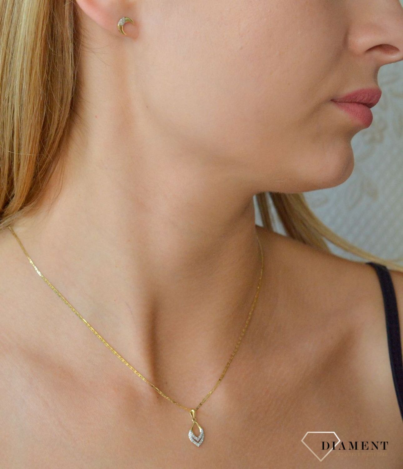 Złota zawieszka 585 z diamentem HSI 0,05ct22. Złota zawieszka 585 z diamentem to idealny pomysł na prezent dla ukochanej kobiety (1).JPG